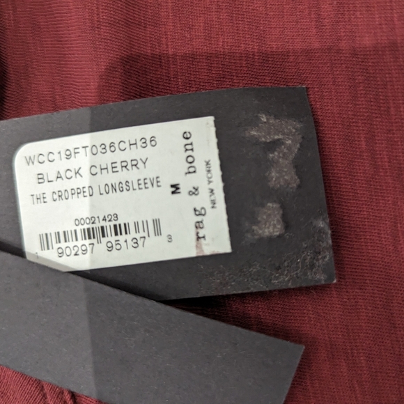 BNWT Rag and Bone The Cropped Longsleeve Tee in Black Cherry - size Med - Picture 6 of 12